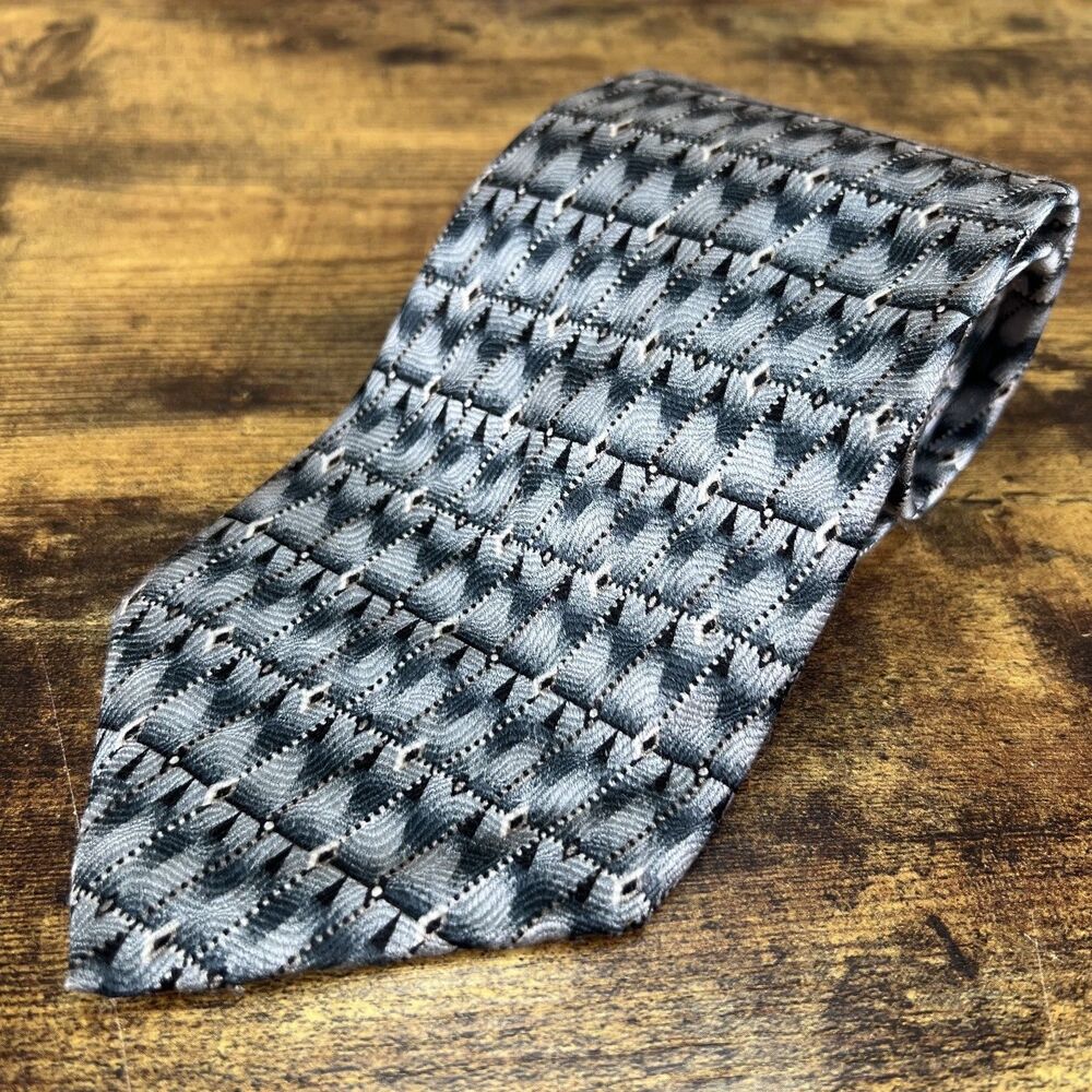 Bill Robinson Tie 56''x4" Gray Geometric Pattern  #616